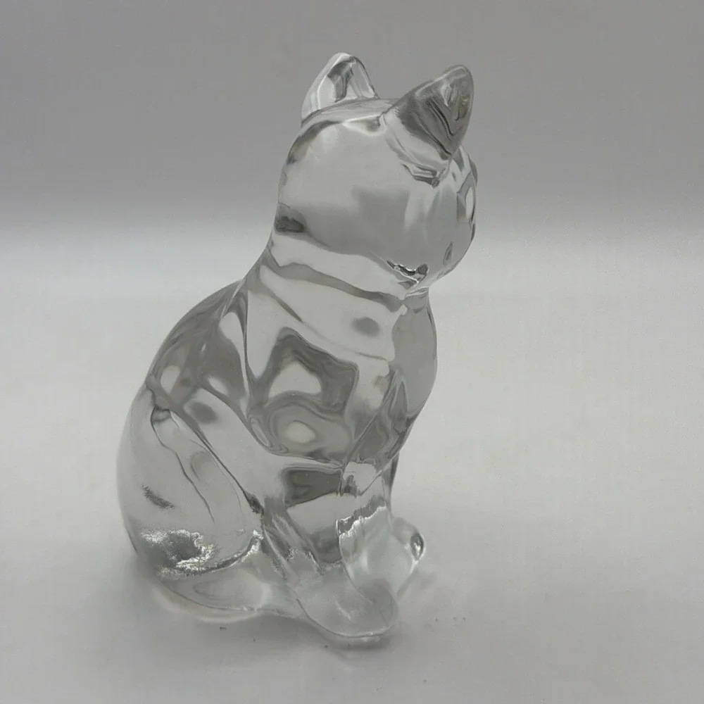 Fenton Cat Art Glass Clear Sitting Kitty Figurine 4